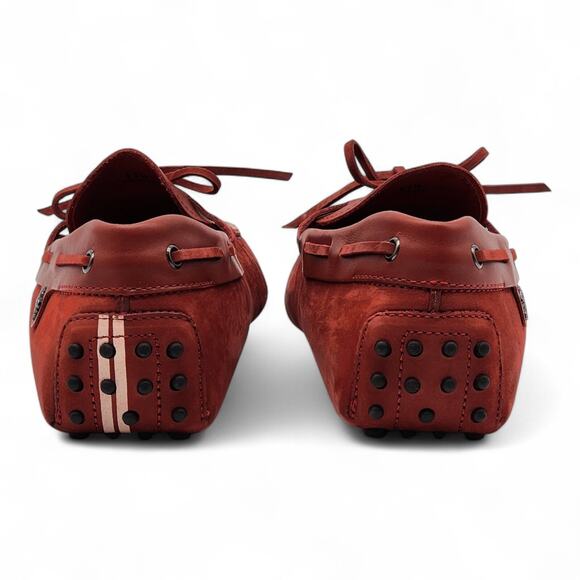 Tod\'s Red Leather Slip-On Loafers with Decorative Lacing main image 6